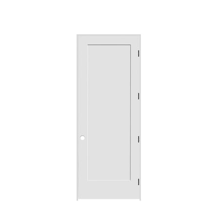 Codel Doors 28" x 96" x 1-3/8" Primed 1-Panel Interior Shaker 6-9/16" LH Prehung Door with Matte Black Hinges 2480pri8401LH10B6916